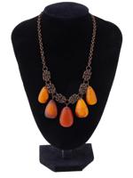 VINTAGE CHAIN NECKLACE WITH NATURAL AMBER CHARMS