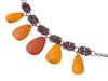 VINTAGE CHAIN NECKLACE WITH NATURAL AMBER CHARMS PIC-2