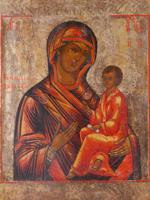 ANTIQUE RUSSIAN ORTHODOX TIKHVIN MOTHER OF GOD ICON