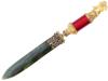 RUSSIAN GILT SILVER ENAMEL AND JADE LETTER OPENER PIC-2