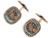 RUSSIAN GILT SILVER ENAMEL DIAMONDS CUFFLINKS IOB PIC-2