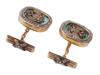 RUSSIAN GILT SILVER ENAMEL DIAMONDS CUFFLINKS IOB PIC-3