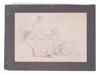 ATTR ANTOINE WATTEAU FRENCH SKETCH PENCIL PAINTING PIC-0
