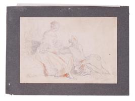 ATTR ANTOINE WATTEAU FRENCH SKETCH PENCIL PAINTING