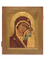 19TH C ANTIQUE RUSSIAN ICON KAZAN MOTHER OF GOD