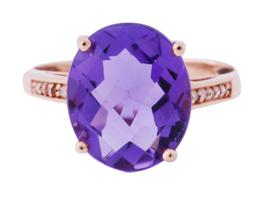 14K ROSE GOLD AMETHYST AND DIAMONDS RING