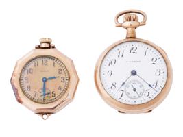 ANTIQUE WALTHAM AND ELGIN GOLD FILLED POCKET WATCHES