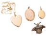 VINTAGE GOLD PLATED LOCKET PENDANTS AND PIN BROOCH PIC-1