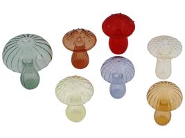 VINTAGE COLOR GLASS MUSHROOMS VASES WITH PIERCED TOPS