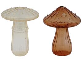 VINTAGE COLOR GLASS MUSHROOMS VASES WITH PIERCED TOPS