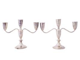 MID CENTURY AMERICAN WEIGHTED SILVER CANDLESTICKS