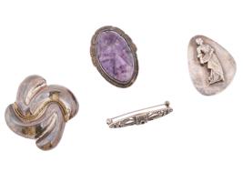 VINTAGE MEXICAN STERLING SILVER AMETHYST BROOCHES