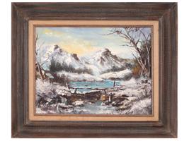 MID CENTURY AMERICAN MOUNTAIN PAINTING BY G. LEMONS