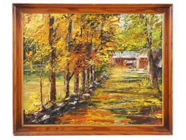 ATTR TO CONSTANT DORE FALL LANDSCAPE OIL PAINTING