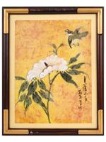CHINESE FLOWER WATERCOLOR PAINTING ON SILK SIGNED