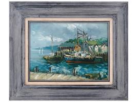 MID CENT AMERICAN SEASCAPE OIL PAINTING SIGNED
