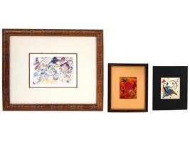 GROUP OF 3 ART PRINTS AFTER KANDINSKY AND CHAGALL