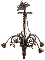 ANTIQUE 19TH C GILT BRONZE ROSE SCONCES CHANDELIER