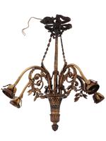 ANTIQUE 19TH C GILT BRONZE ROSE SCONCES CHANDELIER