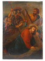 18TH CONTINENTAL OIL PAINTING CHRIST CARRYING THE CROSS