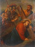 18TH CONTINENTAL OIL PAINTING CHRIST CARRYING THE CROSS