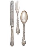 ANTIQUE ENGLISH DOBSON PICCADILLY SILVER CUTLERY SET