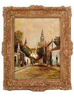 MID CENTURY CITY OF RHENEN PAINTING SIGNED TRA