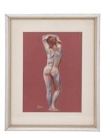 NUDE WOMAN PORTRAIT PASTEL PAINTING BY DOROTHY DRUM