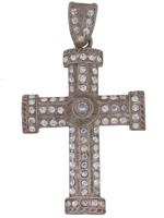 STERLING SILVER SAPPHIRE ICED CROSS PENDANT