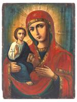 ANTIQUE RUSSIAN RIGHT HANDED MOTHER OF GOD ICON