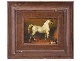 PORTRAIT OF HORSE OIL PAINTING SIGNED BY M POULAS