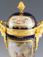 19TH C FRENCH SEVRES PORCELAIN GILT BRONZE URN