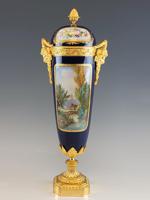 19TH C FRENCH SEVRES PORCELAIN GILT BRONZE URN