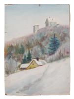 AMERICAN RURAL WINTER LANDSCAPE PAINTING UNSIGNED