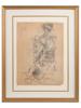 ATTRIBUTED TO EGON SCHIELE STUDY CHARCOAL PAINTING PIC-0