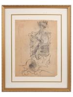 ATTRIBUTED TO EGON SCHIELE STUDY CHARCOAL PAINTING