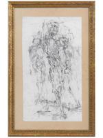 ATTR TO ALBERTO GIACOMETTI STUDY CHARCOAL PAINTING