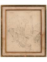 ATTRIBUTED TO RENOIR FRENCH SKETCH PENCIL PAINTING