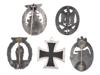 FOUR WWII NAZI GERMAN BADGES AND IRON CROSS MEDAL PIC-1