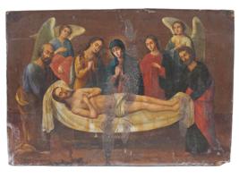 ANTIQUE RUSSIAN ORTHODOX ICON ENTOMBMENT OF JESUS