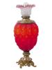 LARGE ANTIQUE AMERICAN EGG SHAPED RED GLASS LAMP PIC-0