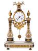 ANTIQUE FRENCH BRONZE MARBLE TWIN PILLAR PORTICO CLOCK PIC-0