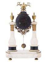 ANTIQUE FRENCH BRONZE MARBLE TWIN PILLAR PORTICO CLOCK