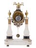 ANTIQUE FRENCH BRONZE MARBLE TWIN PILLAR PORTICO CLOCK PIC-4