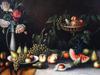 MID CENTURY FRUIT FLOWERS STILL LIFE PAINTING SIGNED PIC-2