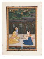 ANTIQUE INDIAN PAINTING OF KRISHNA AND RADHA