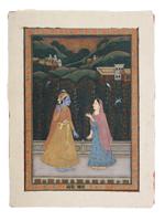 ANTIQUE INDIAN PAINTING OF KRISHNA AND RADHA