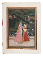 ANTIQUE INDIAN PAINTING OF KRISHNA AND RADHA