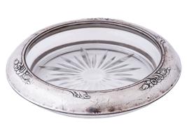 ANTIQUE AMERICAN STERLING SILVER GLASS SERVING TRAYS