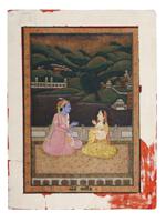 ANTIQUE INDIAN PAINTING OF KRISHNA AND RADHA